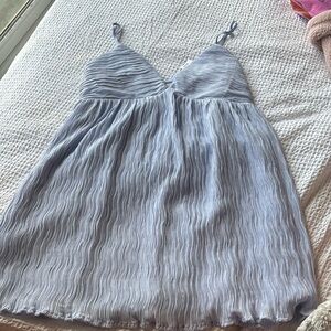 Le Lis Blue and White Pleated Camisole Mini Dress